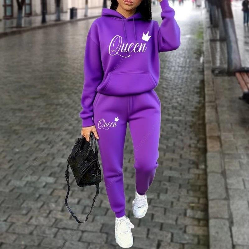 Burgundy Simple Hooded Sweater Corset Sweatpants Casual Two-piece Suit Women