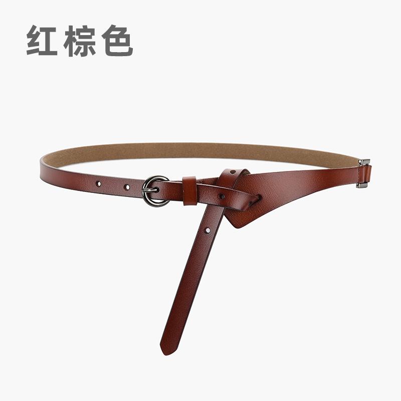 Women'S Leather Belt Retro Pin Buckle Belt Women'S Cowhide Fine Belt Women'S Decorative Dress