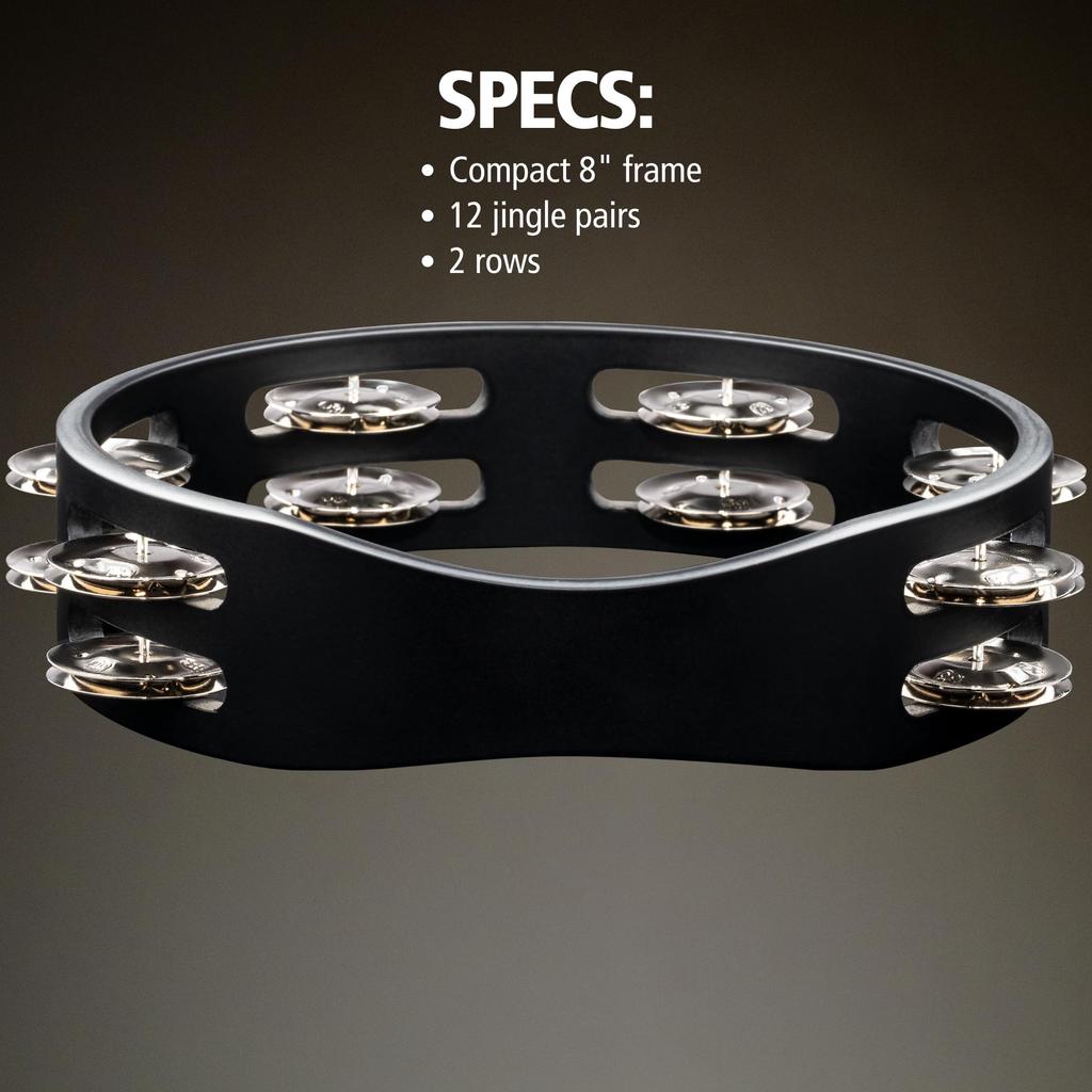 MEINL Percussion Compact Wood Tambourine with Nickel Plated Steel Jingles, 2-Rows, CTA2S-BK [Official Japanese Product]