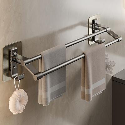 Wall Mounted Towel Holder Bathroom Towel Rack Without Drilling Space Aluminum Bathroom Organizers Self-Adhesive Towel Rail