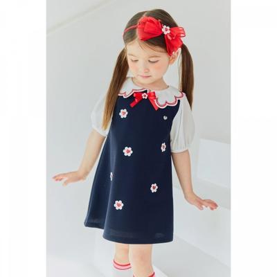 Navy Collar Floral Dress Q52dao050n3