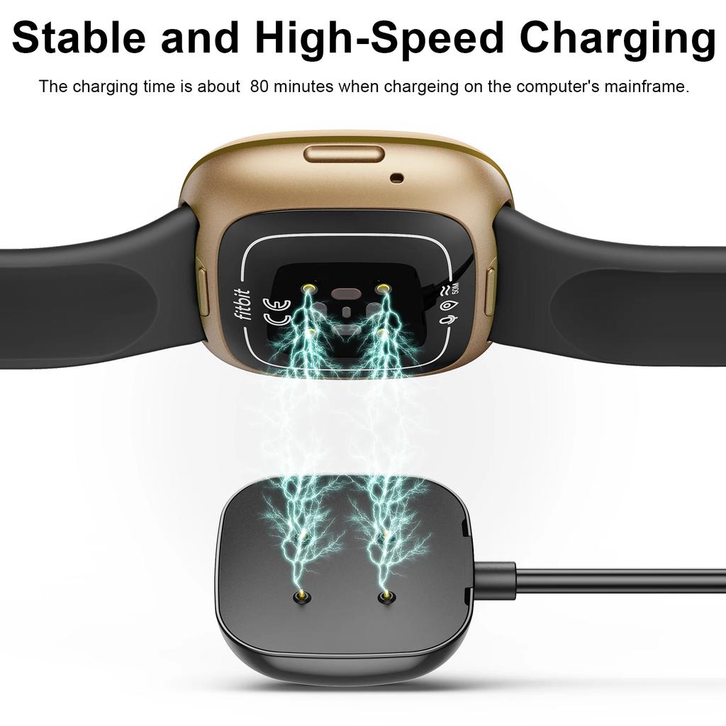 Přenosný USB magnetický nabíjecí dokovací adaptér pro Fitbit Versa 3 Rychlonabíjecí napájecí kabel pro Fitbit Sense Příslušenství pro chytré hodinky