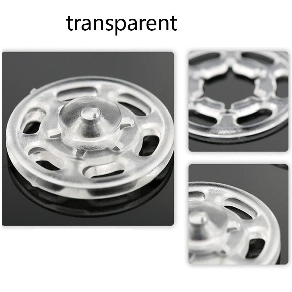 30 Pairs Plastic Snap Buttons Transparent Buttons Invisible Sewing Snap Fasteners for DIY Shirt Clothes Sewing 7/10/13/15/18mm