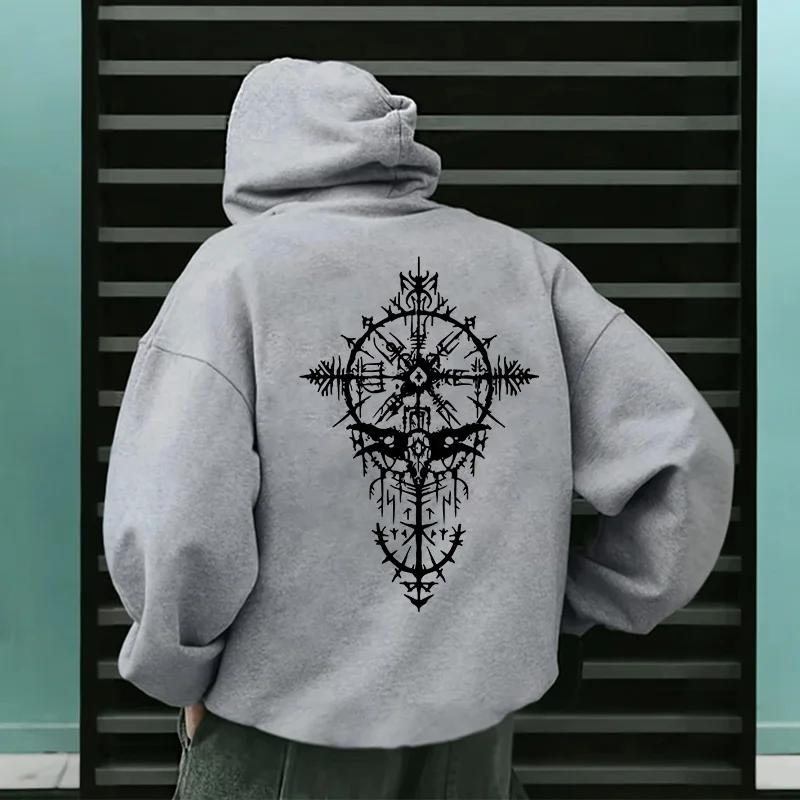 Autumn Winter New Style Men's Sweatshirt High Quality Ancient Viking Raven Print Hoodie Urban Casual Fashion Pullover Streetwear