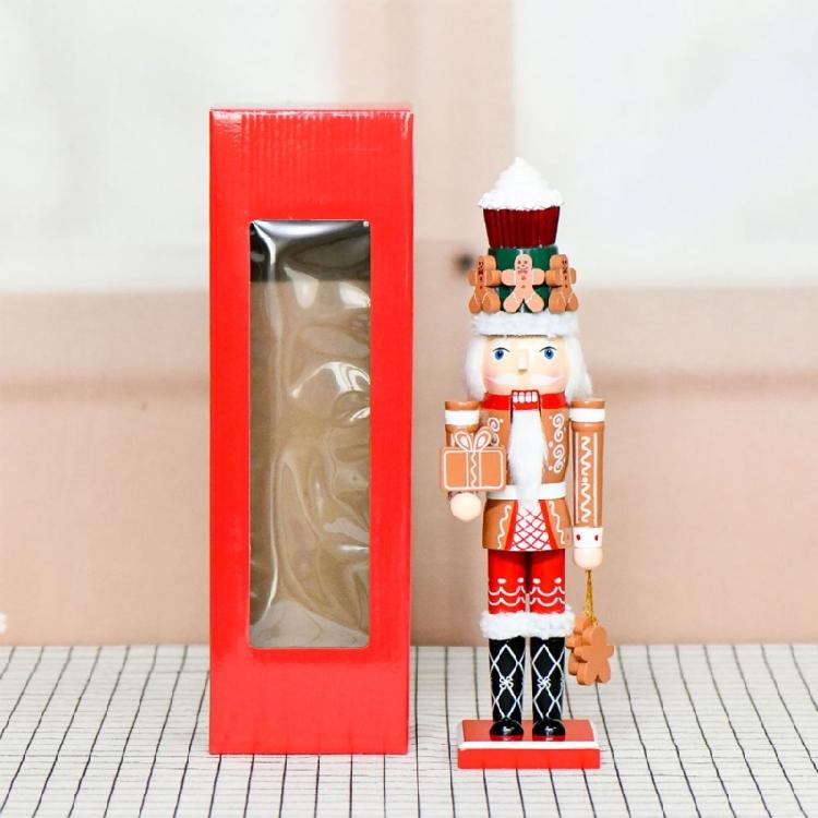 Fascinating 35Cm Gingerbreads Nutcrackers Statue Handcrafted Wooden Christmas Ornament Great For Festival Ambiances