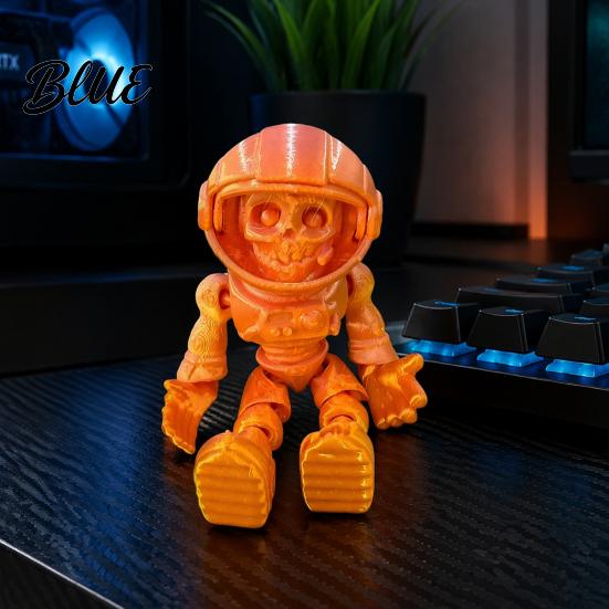 Artikulationsfigur 3D-gedruckte Schädel-Astronauten-Figur Skelett-Raumfahrer-Figur Coole Raumdekoration Halloween Bewegliche Gelenke Ornament für