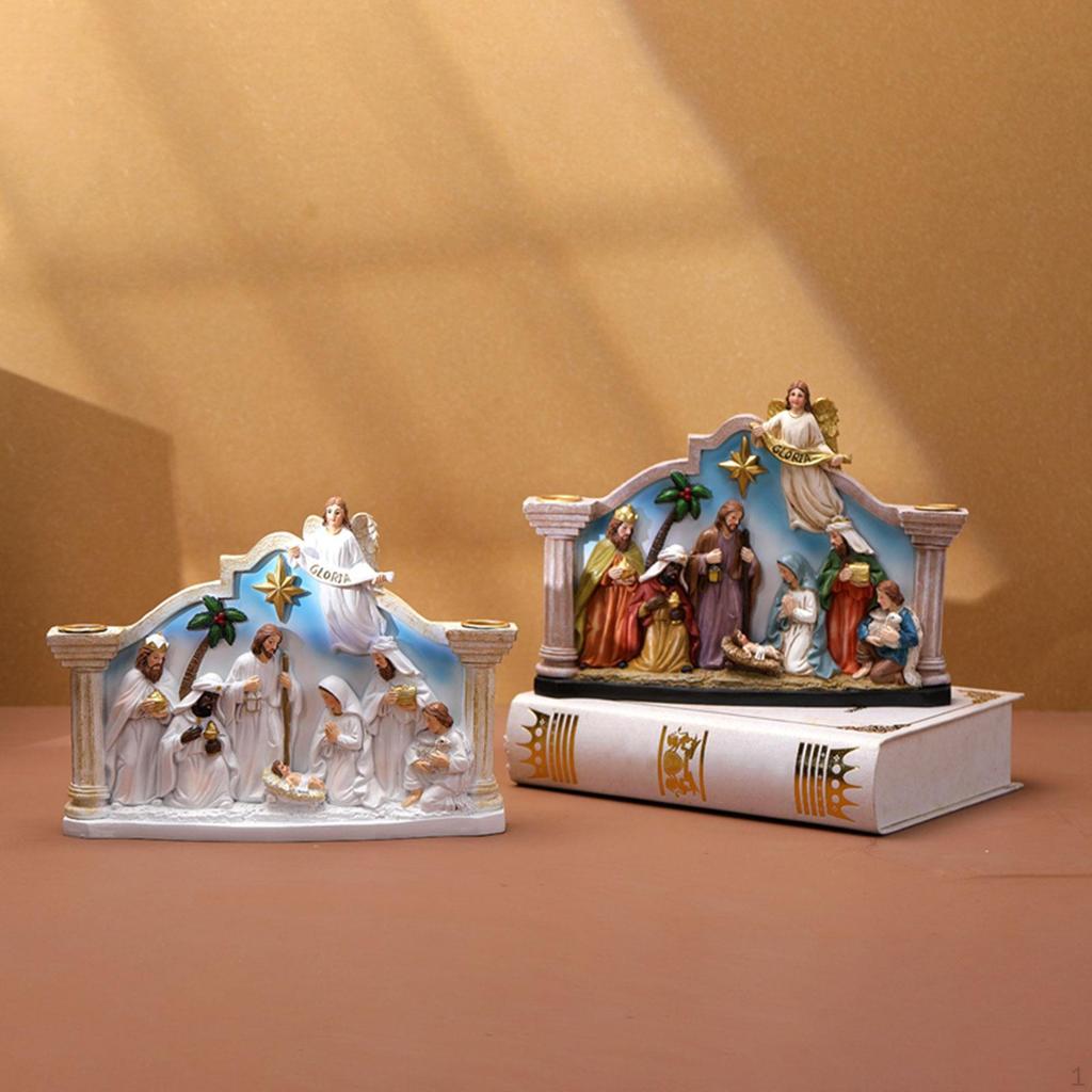 Christmas Nativity Scene Figurine Set Birth of Jesus Resin Figure Religious Decor