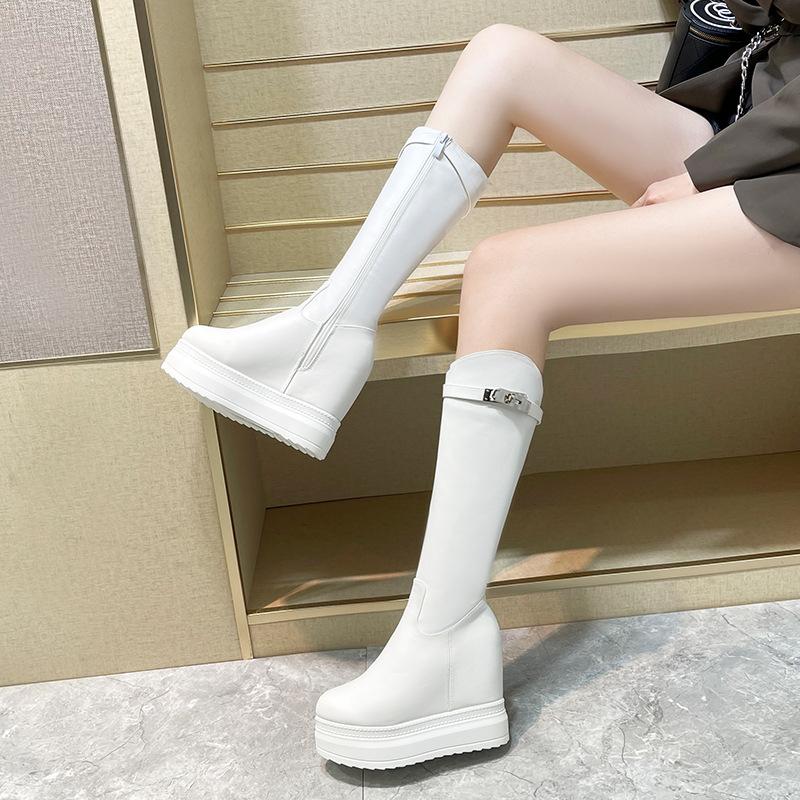 2025 Leather Winter 11CM Super High Heel Personalized Women's Boots Thick-soled Inner Height Leather Heel Boots ZYW-560-3