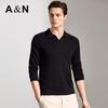 Antonio Men's 100% Merino Wool Business Casual Long-Sleeve Polo Shirt