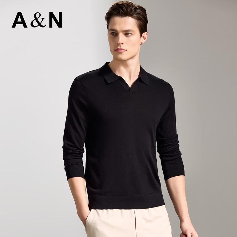 Antonio Men's 100% Merino Wool Business Casual Long-Sleeve Polo Shirt
