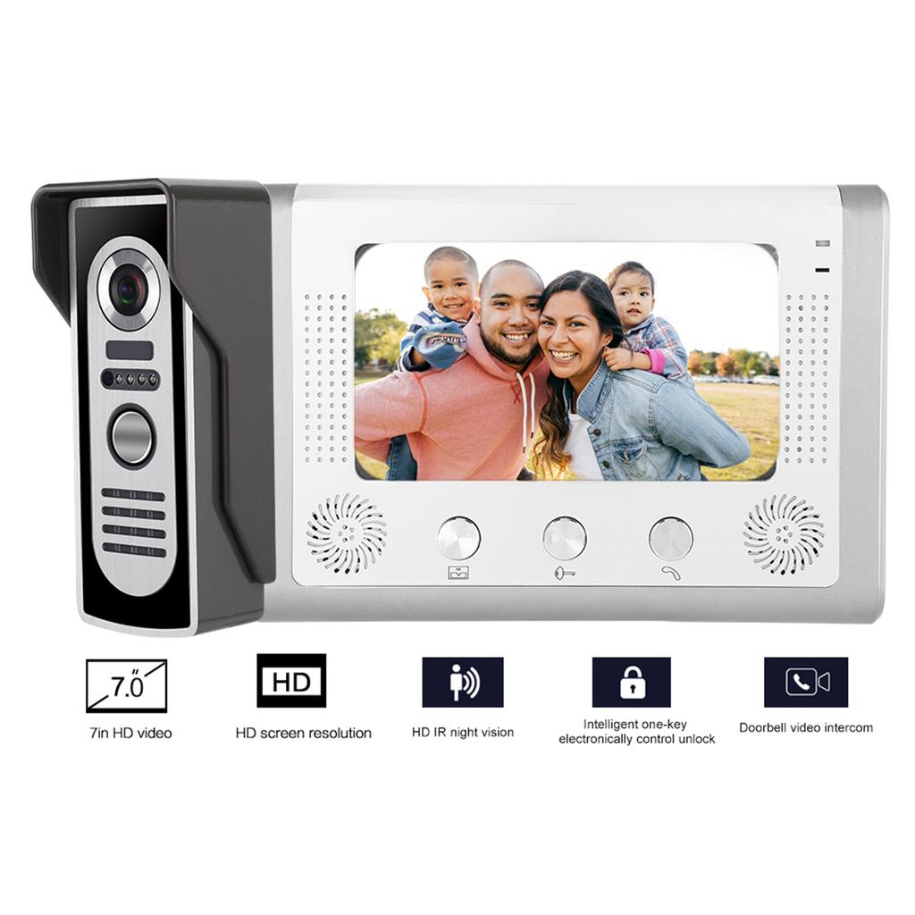 Écran TFT-LCD couleur filaire 7 pouces Vision nocturne IR Interphone vidéo Sonnette Téléphone de porte