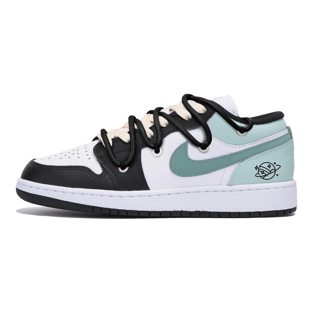 Jordan Air Jordan 1 Puppy Fragment Low top Vintage Basketball Shoes Men's Black Green 553558-131(Team85-)