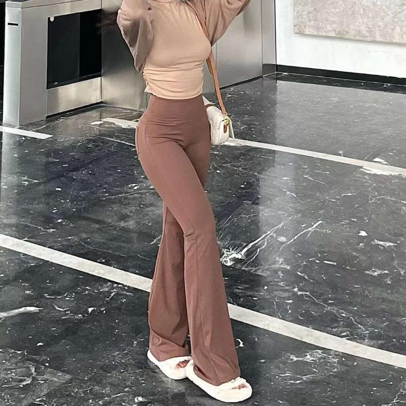 Women's High-Waist Butt-Lifting Flare Pants | Slimming Wide-Leg Dance Training Leggings | Naked-Sense Athletic Casual Trousers