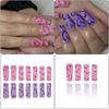 24 Pcs Long Coffin Press On Nail Heart Artificial Nail Valentines Day False Nail Festival Stick On Nail for Holiday