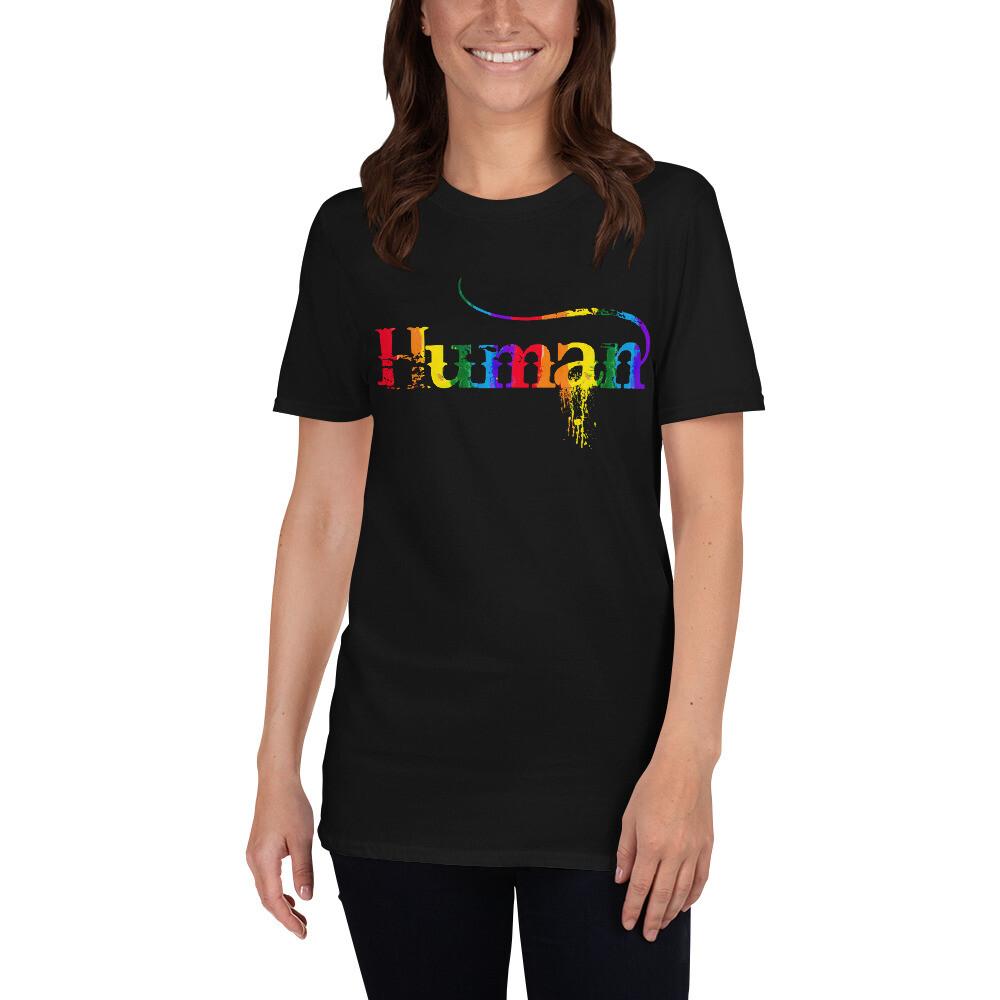 

Human LBGTQ Rainbow TShirt Tee Tees Fancy Unisex T-Shirt M