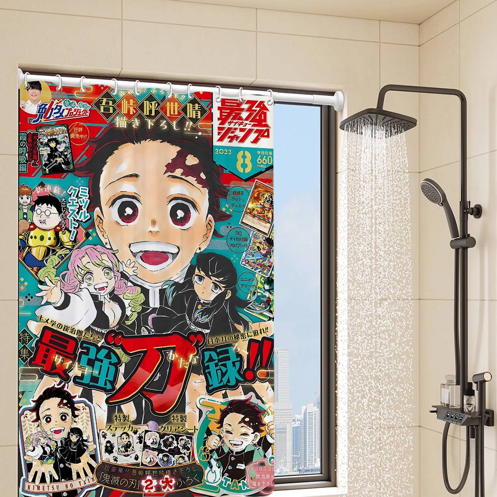 D-Demon Slayer 1pc Shower Curtain Polyester Waterproof Shower Curtain Bathroom Partition Curtain Decoration Accessories