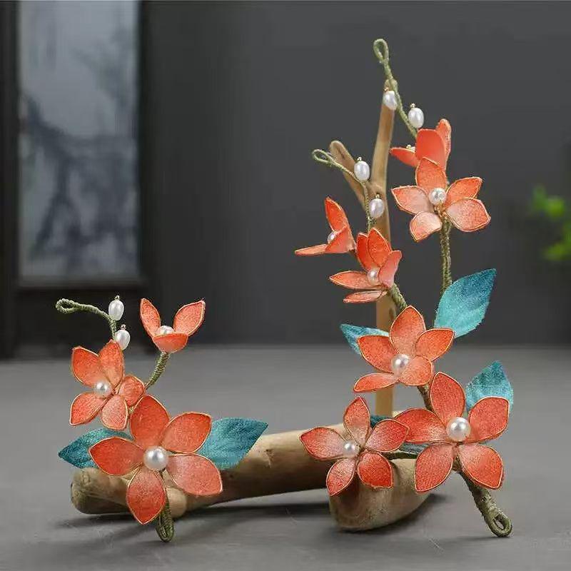 Original New Style Blue Hanfu Headdress: Ancient Classical Flower Hairpin Accessories