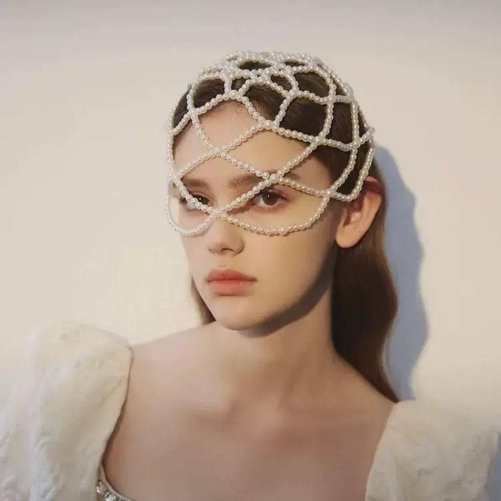 Handgefertigte Netz-Haaraccessoires Perlengeflecht Braut-Kopfschmuck Perlen-Kopfschmuck Braut-Hochzeit