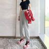 Women's Elastic Waist Jogger Pants Loose Fit Sweatpants Thin Polyester Solid Color Vintage Casual Ankle Length Athletic Trousers