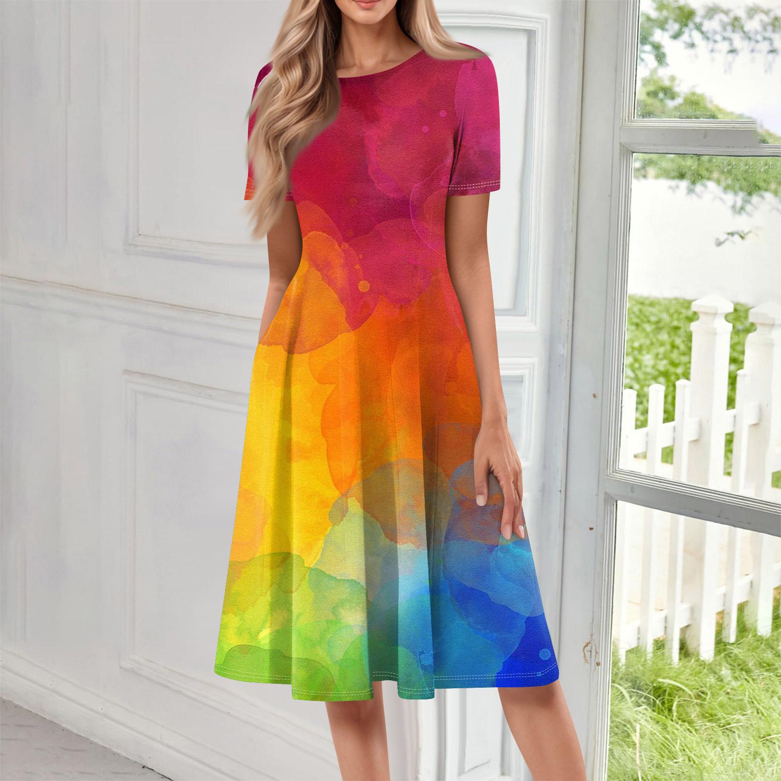 

Women Casual Printed Round Neck Long Dress XL жовтий