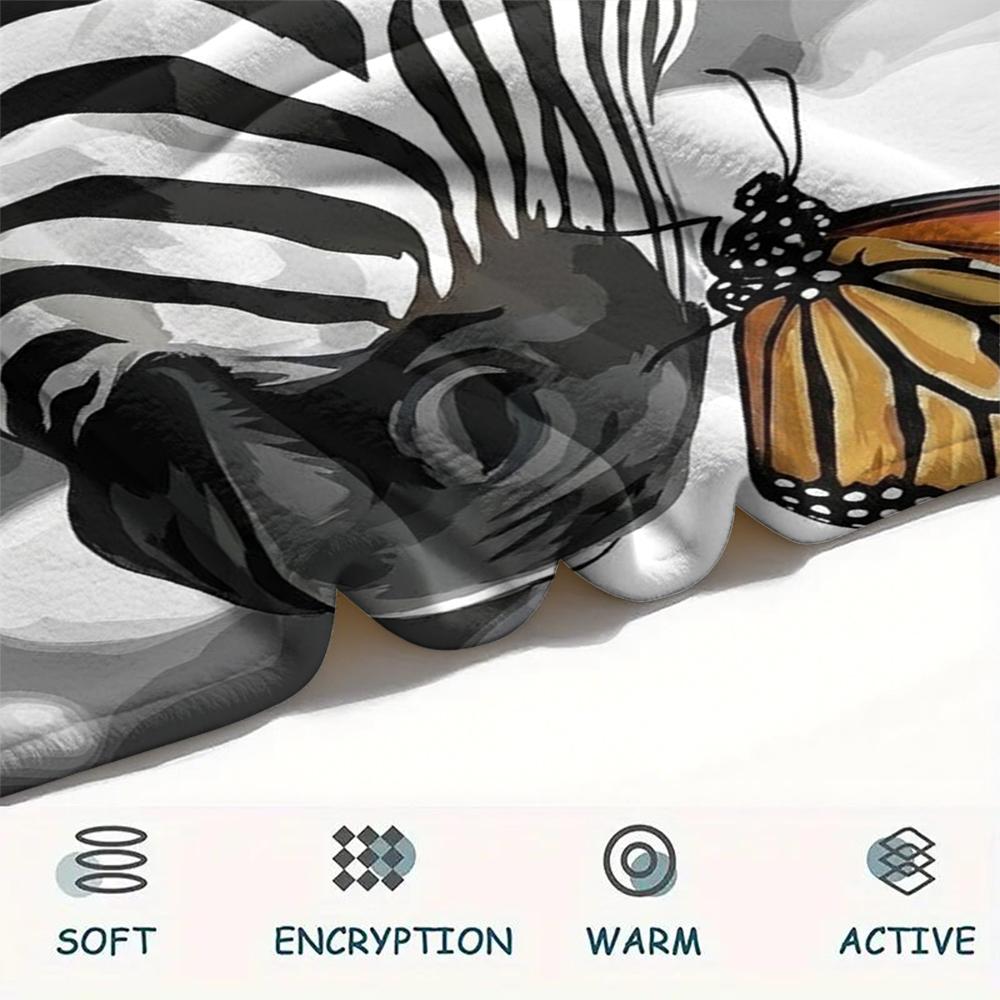 1PC Watercolor Animal Art Print Flannel Blanket, High Quality All Seasons, Home Decor, Warmth and Comfort, Perfect for Christmas Gifts
