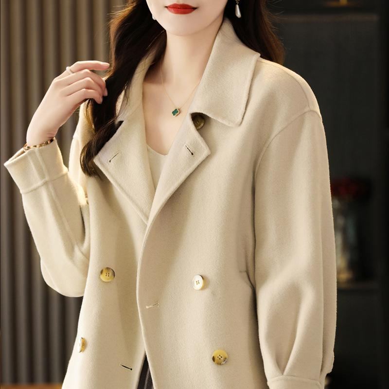 

2025 Autumn/Winter Women s Double-Faced Cashmere Petite Suit Coat - Short, Loose, Casual Woolen Overcoat S (recommended 90-115 jin)