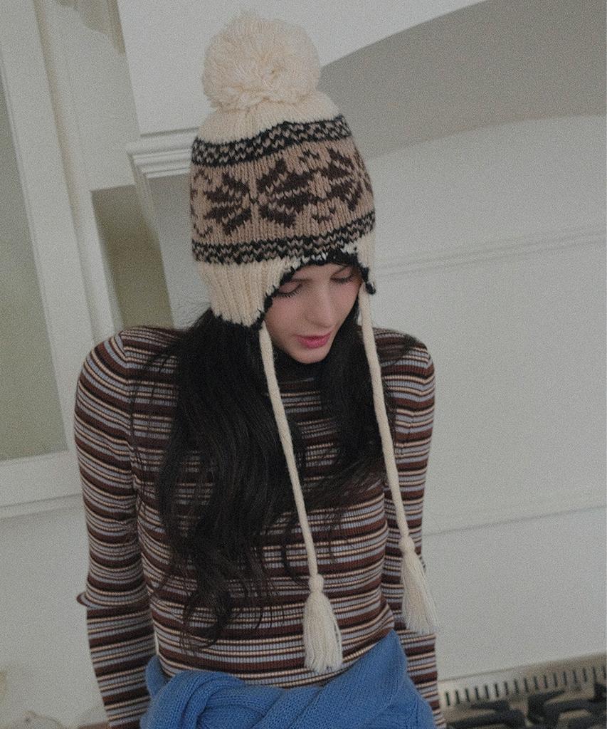 KOOLKITTEN Tassel Strap Earflap Knit Beanie
