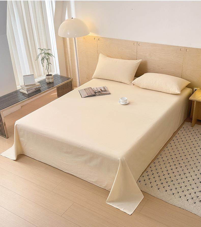 Class A Pure Cotton Solid Color Three-Piece Bedding Set - Thickened Dorm Bed Sheet and Pillowcase with Duvet Cover