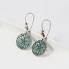 European and American bohemian style hollow pattern round brand earrings, retro bronze turquoise beaded women's earrings