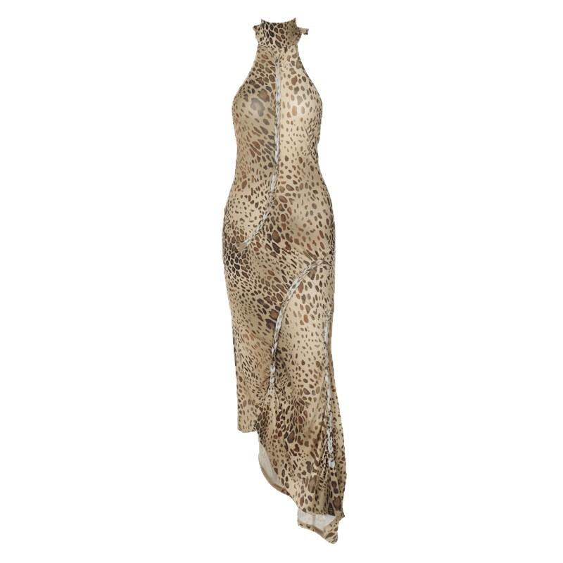 European and American Style 2026 Summer New Product Sexy Backless Slim Strap Neck Print Dress Women