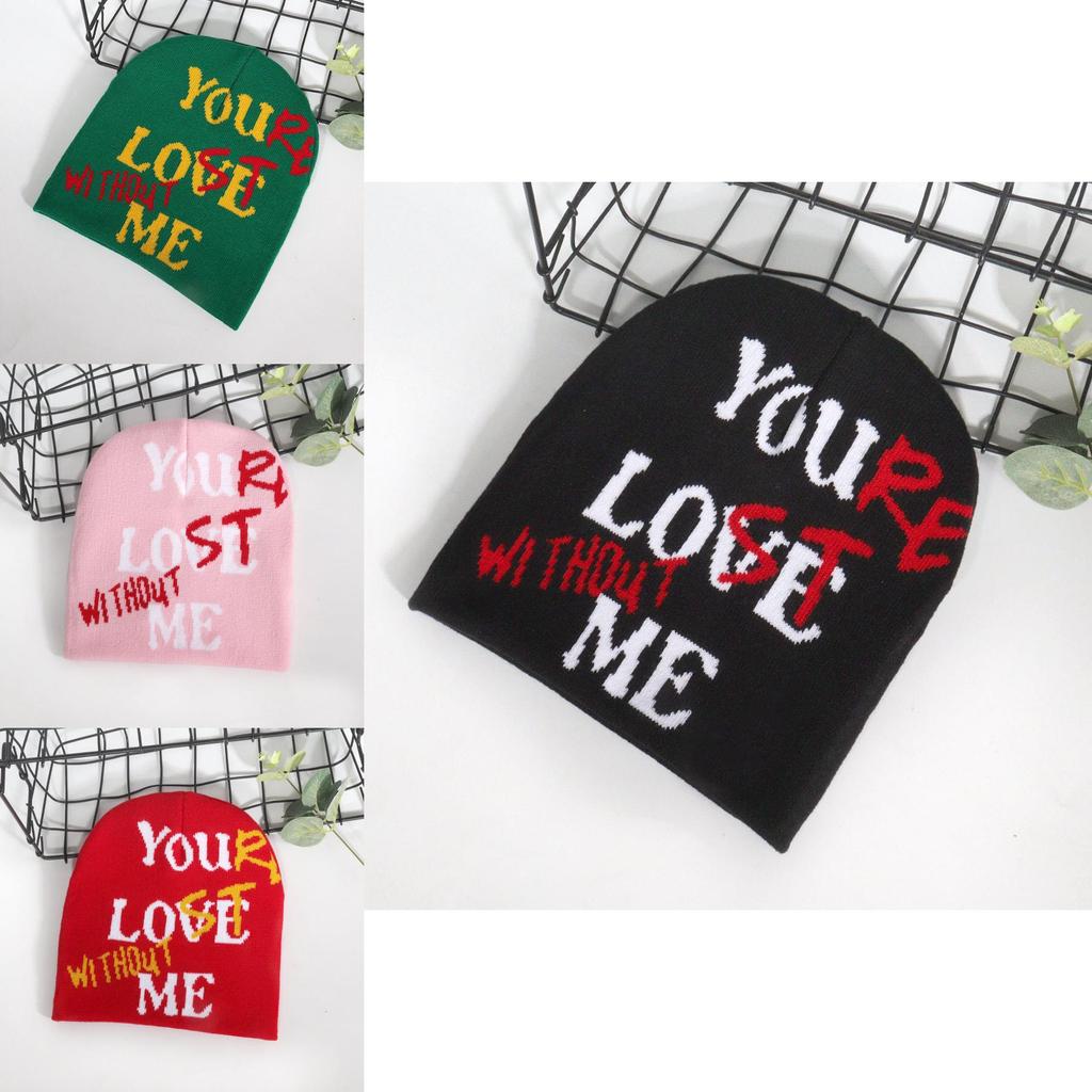 Knit Hat With Alphabet Pattern For Fall Winter Warmth Unisex Street Style