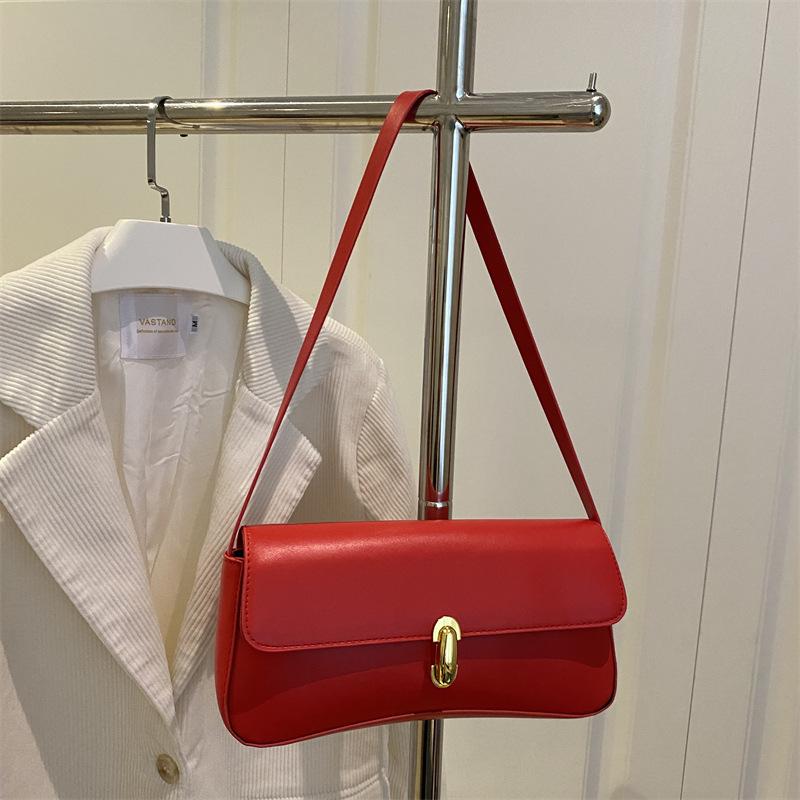 French personality trendy foreign style retro underarm portable shoulder bag underarm shoulder women's bag solid color 2025 new fashion