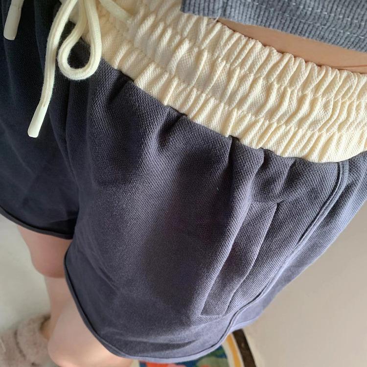Contrasting Color Splicing Sports Shorts Women's New Summer High Waist Loose and Thin Small Relaxed Versatile Drawstring Hot Pants