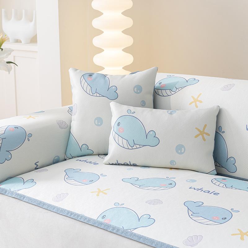 Summer Ice Silk Summer Mat Sofa Cushion Non-Slip Cover Cover Cool Breathable Multifunctional High-Grade Cover Cloth Summer Seat Cushions