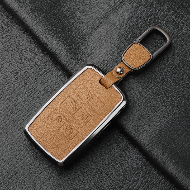 Metal and Leather Car Key Case Cover For Land Rover Range Rover Discovery Evoque Sport Velar Key Protection Shell Accessories