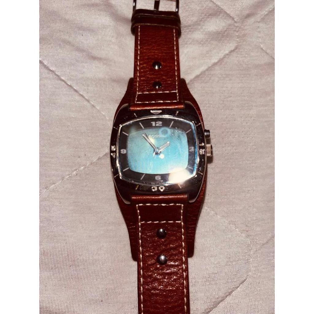 Used FOSSIL watch brown leather belt body