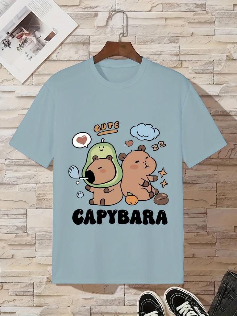 Children's Clothing Capybara Graphic T Shirts Short Sleeve Tops Tee Summer Kids Clothes Crew Neck T-Shirts Fashion Child T-Shirt