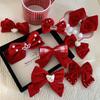 Cloth Velvet Red Bow Hairpin Plush Ancient Style Hairpin Cute Hanfu Hair Sticks  Baby