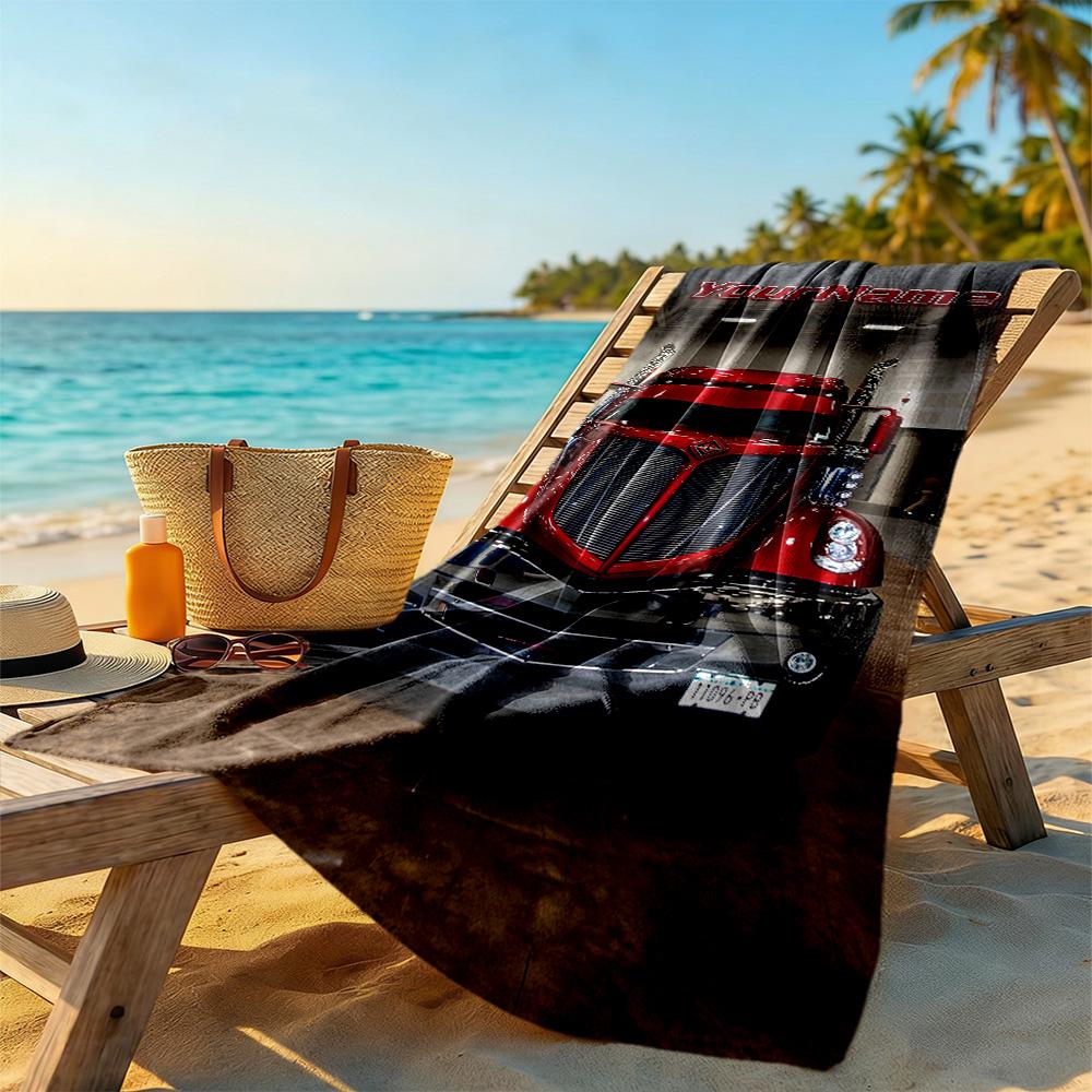 Kw Heavy Trucks Customizable Name Beach Towel High Absorbency & Quick-Dry