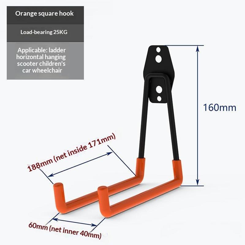 Heavy Duty Wall Mount Iron Hook Anti-Slip Garage Organizer Hanger for Bicycle Ladder Yard Tool Storage