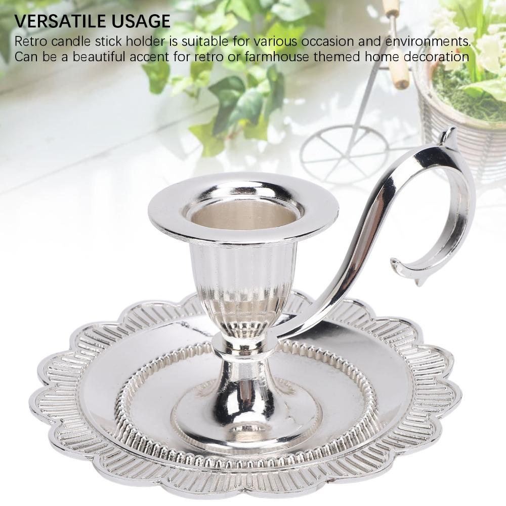 Handle Stand Candlestick Holder Drip Catcher Tray Chamberstick Candle Holder Dining Table