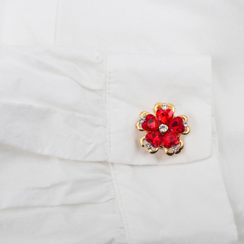 Women Flower Rhinestone Button Cover Floral Exquisite Design Brooch DIY Button Decoration Clothing Decoration 26x17mm