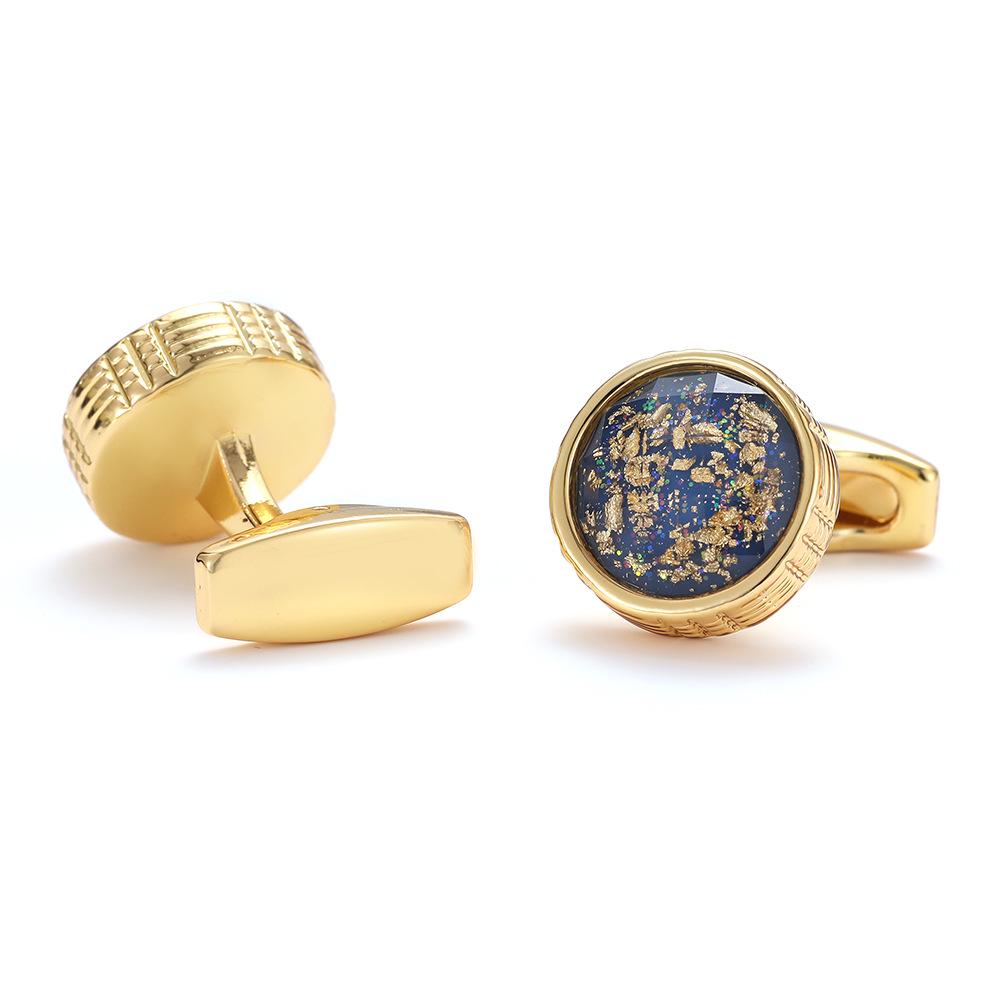 Men's Exclusive 2022 Round Gold Cufflinks - Colorful Shirt Sleeve Studs (XK22S017)