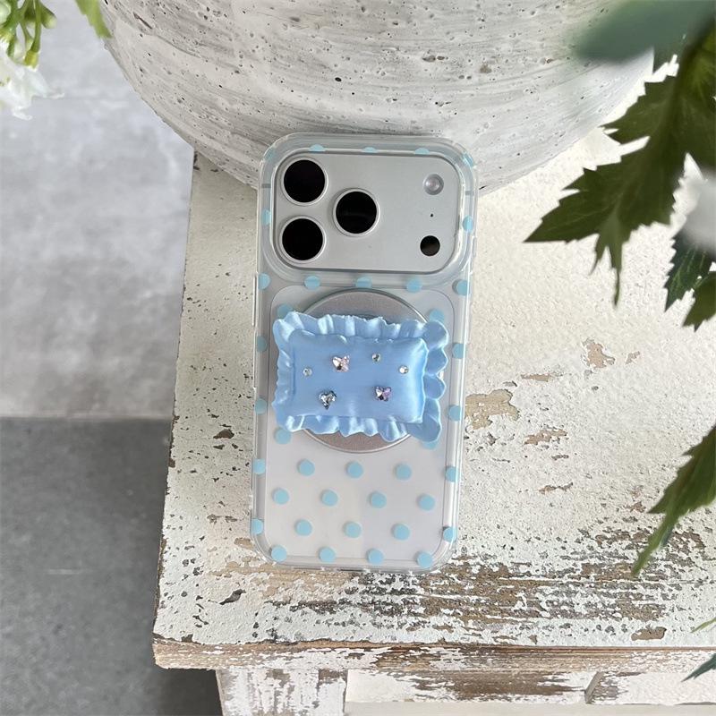 Rhinestone Polka Dot Magnetic Phone Holder for iPhone 17/16 Pro Max/15/14 Cases