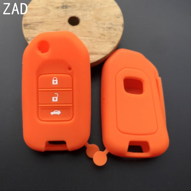 ZAD silicone rubber Car Key Cover case for Honda Accord 9 Crider Civic Jade SPIRIOR CR-V Fit 3 Buttons Flip Folding Key