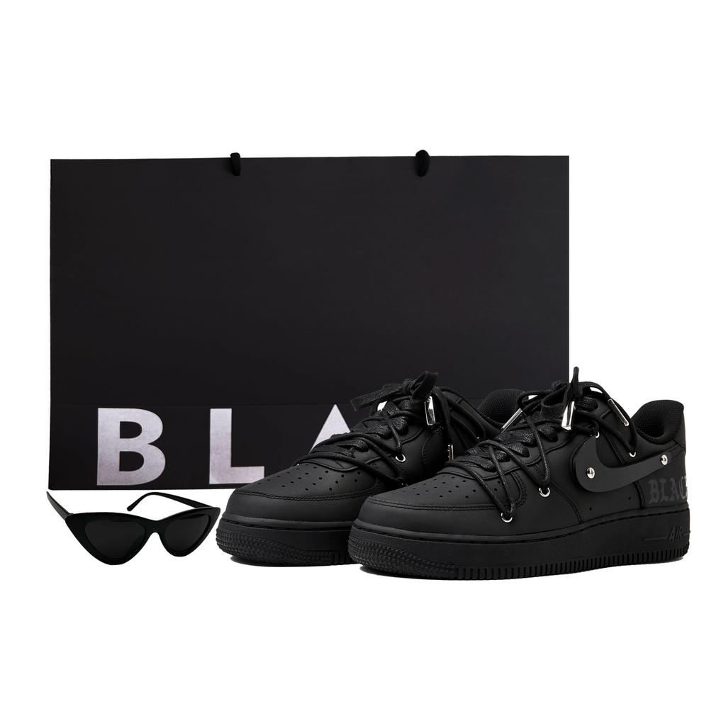 Nike Air Force 1 07 Low Top Skateboard Shoes Women's Pure Black DD8959-001(Team55-3DS-BOX)