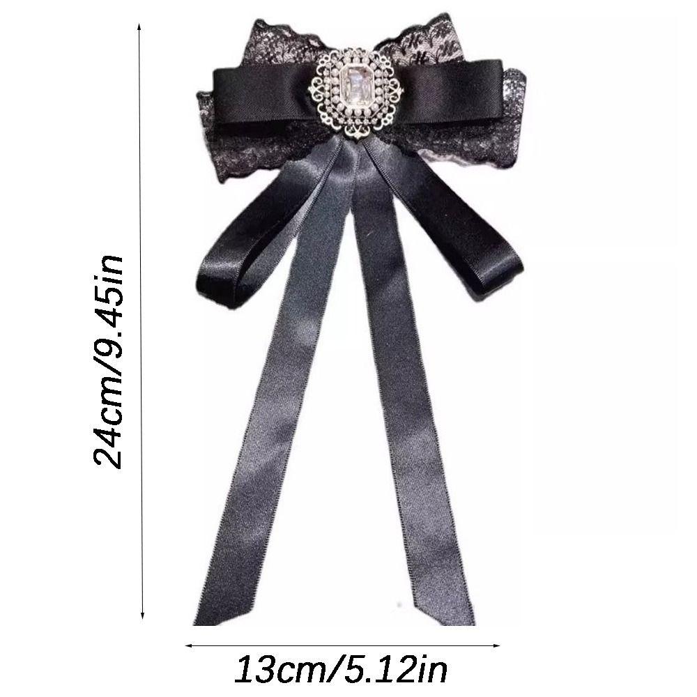 Black Memorial Black Bowknot Brooches Crystal Rhinestone Bow Tie Brooches  Dress Coat Accessories