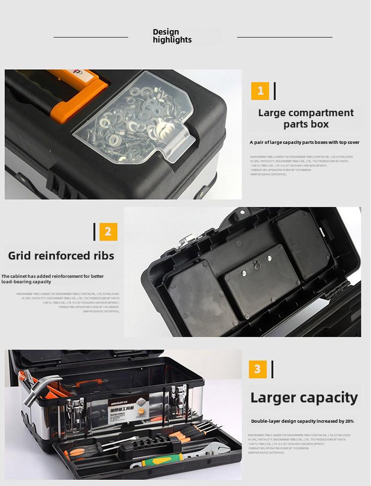 Green Forest Stainless Steel Toolbox: Multifunctional Storage for Hardware & Electricians