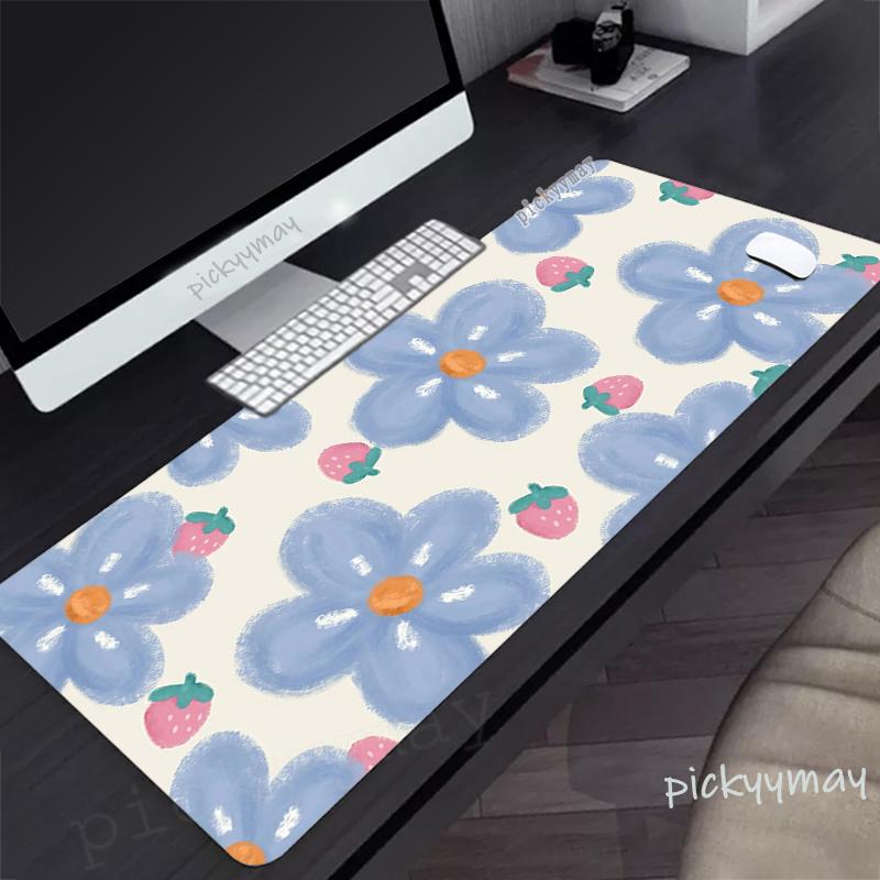 Pink Flowers Large Mouse Mat Gaming Mousepad Big Gamer Mousepads xmm Rubber Keyboard Mats Desk Pad HD Mouse Pads