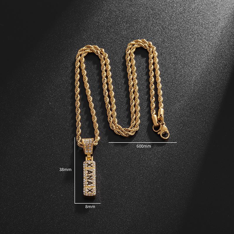 European and American Personality Exaggerated Hip Hop Necklace Mens Trendy Mens Necklace Full of Diamonds Punk Mens Hip Hop Necklace